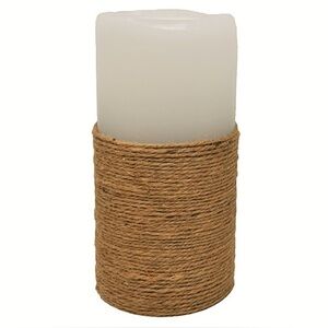 Gift Essentials - Wax LED Candle Fountain - Jute Wrapped - 3.5" x 7.25 W Remote